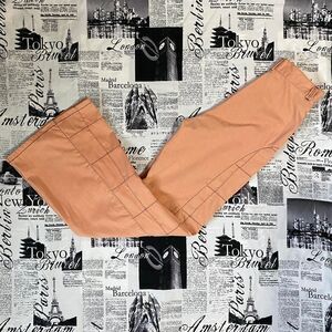 Pink salmon flared black grid contrast stitch 90s y2k vintage raver phat pants